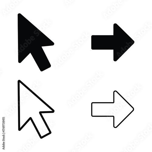 Arrow cursor pointer icons pointing right and left