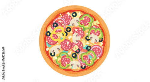 Delicious pepperoni pizza with mushrooms olives and peppers italian cuisine food delivery fast food restaurant