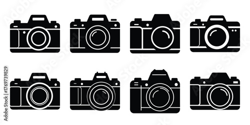 camera minimal silhouette icon set