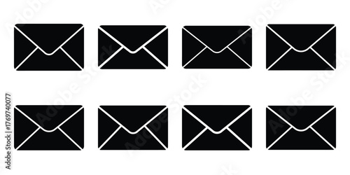 envelope minimal silhouette icon set