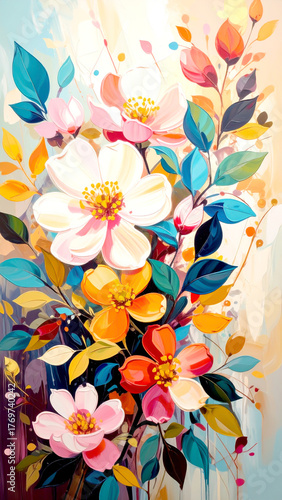 Blumen Vintage Ölgemälde 