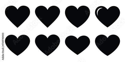 heart minimal silhouette icon set