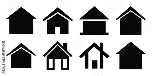 home minimal silhouette icon set