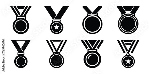 medal minimal silhouette icon set