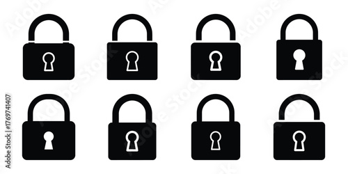 unlock minimal silhouette icon set