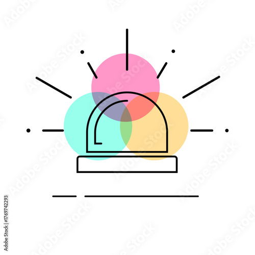Police flasher siren icon line stroke outline simple minimal vector modern design, ambulance emergency security light thin linear image clip art