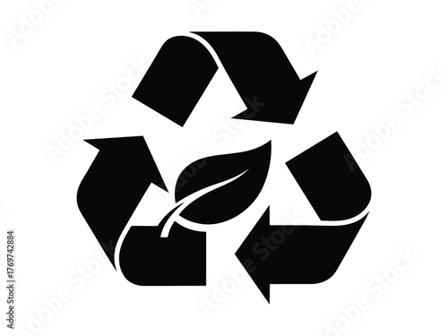 Recycle symbol with leaf environmental conservation, sustainability, and ecofriendly