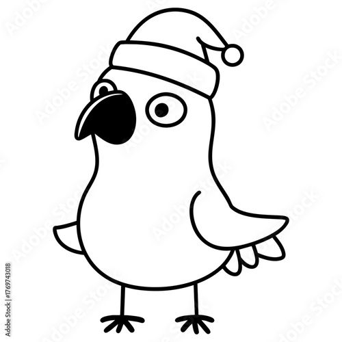 Baby Parrot in Santa Hat Doodle