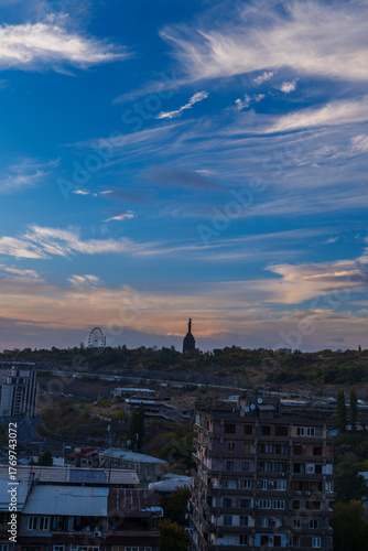 Fabulous sunset with beautiful clouds over Yerevan