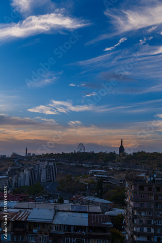 Fabulous sunset with beautiful clouds over Yerevan