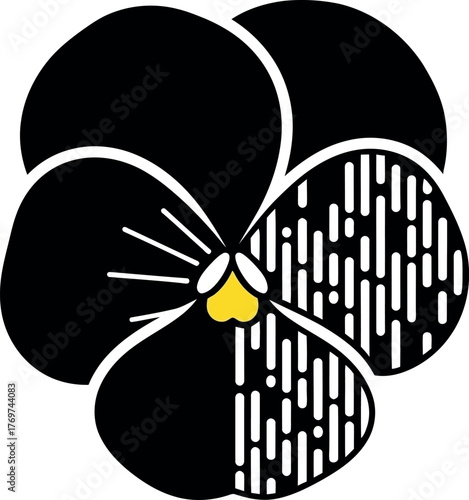 Elegant pansy flower illustration minimalist vector design isolated on white background perfect for botanical designs and spring themes