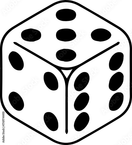 Dice Icon – Vector Illustration of Gambling Cube Symbol in Black Outline Style