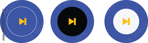 Next Track Media Player Buttons | Round Interface Icons for Audio and Video Playback Controls