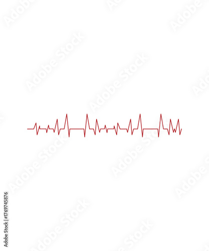 Red Electrocardiogram Heartbeat Line Illustration