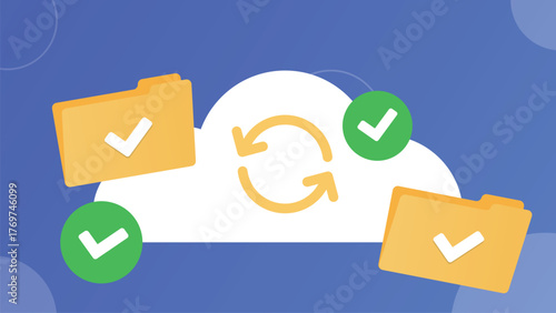 Cloud file sync banner with folders