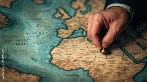 Wallpaper Mural Vintage map navigation compass travel exploration ocean route hand cartography adventure antique chart sets reflective mood over planned voyage hand Torontodigital.ca