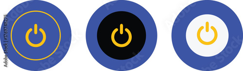 Power Button Icons - Set of Three On/Off Symbols | Technology Interface Design Elements for App and Web UI