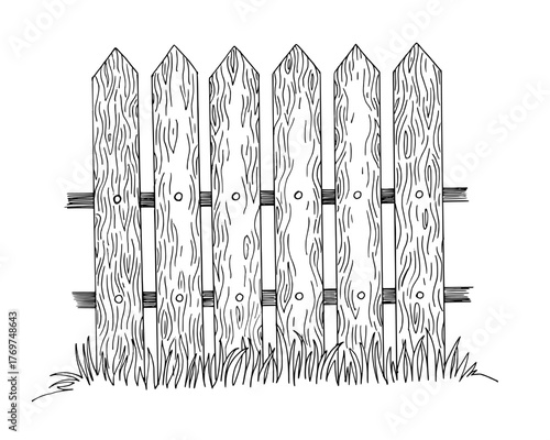 Fence. Vector ink styled handmade illustration. For packaging design, cards, cover, prints, product labels and fabric.