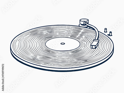 simple line art illustration of a record. analog record. lp. music. recording medium. preservation. recording. memories. merchandise.
