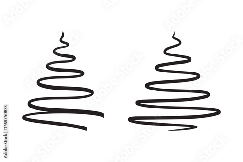 Simple Black Christmas Tree Scribble Art Decoration