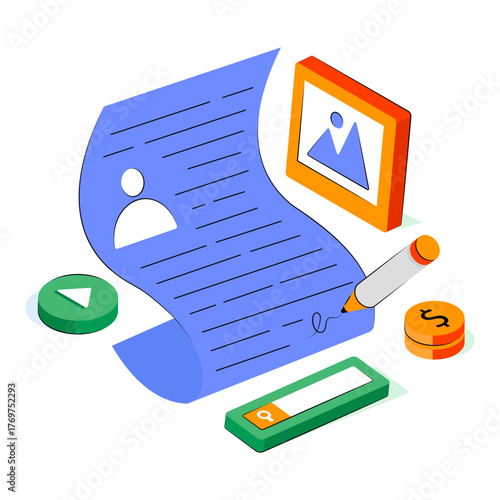 Trendy design illustration of cv writing 
