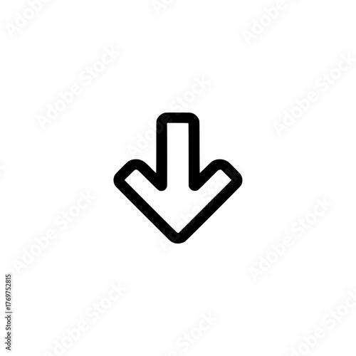 The graphic element is a contemporary down arrow sign with a scrolling animation, where the arrow bounces as it moves down, suitable for digital applications and websites on a transparent backdrop