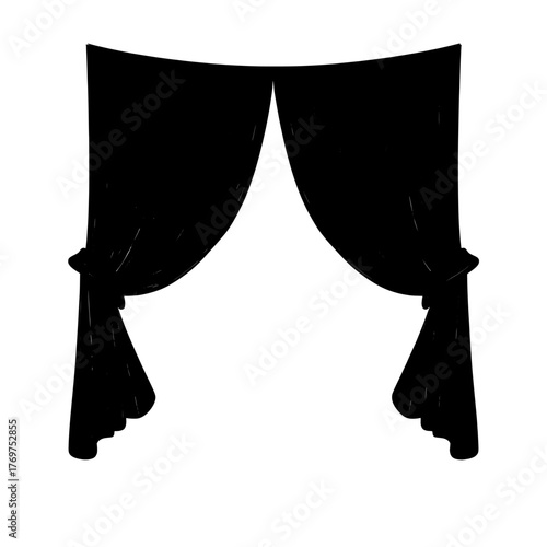Blue silk curtains are illustrated in a modern realistic style, isolated on a white background, and featuring navy color satin drapery that can be used for theater stages or home interior decor, with