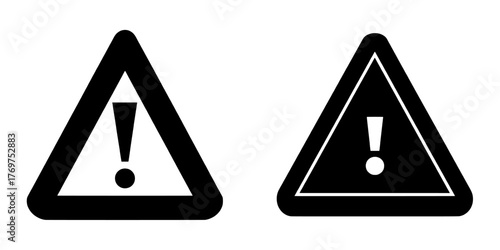 The icon of a warning sign is depicted in a flat style with an exclamation mark on a triangle