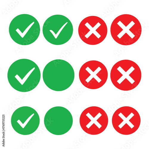 Checkmark and cross symbols for approval and rejection vector