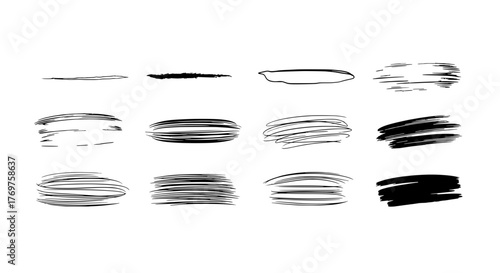 Ink brushstrokes set for design elements and creative backgrounds