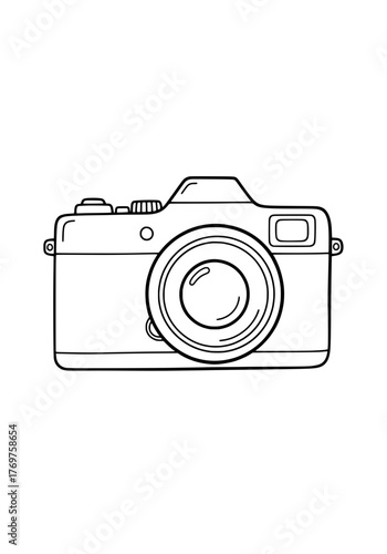 Elegant Digital Camera Illustration Minimalist Black and White Design