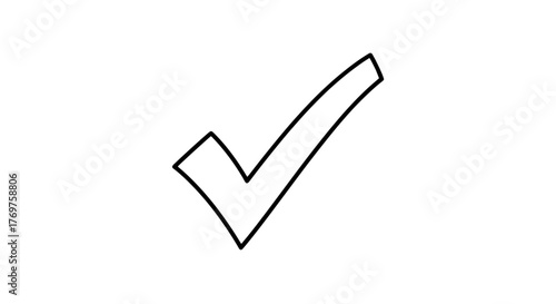 Checkmark Icon Design in Black and White Minimalist Outline Style Vector