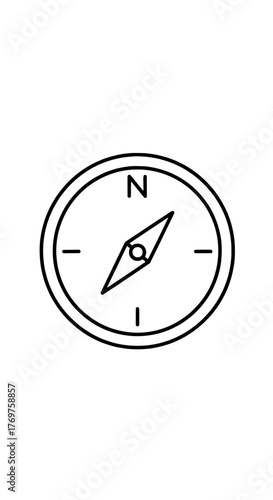 Classic Compass Icon With North Arrow Pointing Up - Travel Navigation Symbol