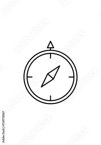 A simple, clean line art illustration of a classic compass for navigation