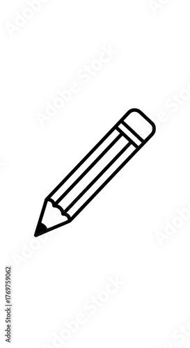 Simple Doodle of a Pencil in Black and White Line Art Style