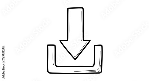 Hand-drawn download icon, simple and minimalist, for various digital platforms