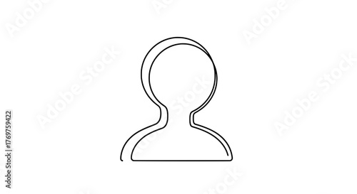 Modern minimalist continuous line drawing of an abstract human user profile