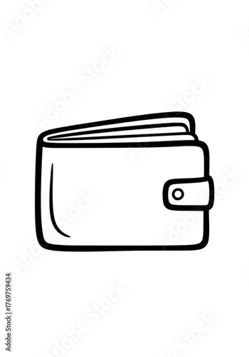 Black and white outline of a wallet, ideal for financial concepts and design