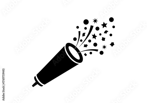 Celebratory Party Popper Confetti Explosion Icon for Festive Occasions