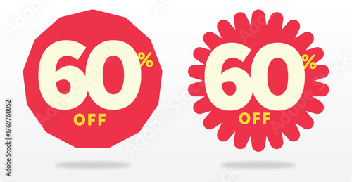 60% off, business, banner, label, price, tag, sticker, payment, promo, discount, poster, sale, emblem, purchase, offer, discount, advertising. Value, icon, set, vector, shape