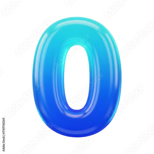 Vibrant Blue Glossy 3D Letter O, Modern Liquid Bubble Alphabet, Transparent PNG Typography Design