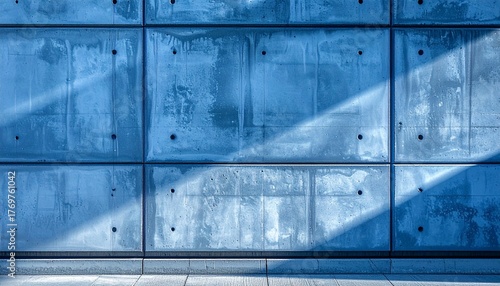 Seamless blue concrete texture showing a smooth cement surface in a cool blue-gray tone, ideal for modern backgrounds, architectural renderings, wall patterns, or minimalist design projects requiring 