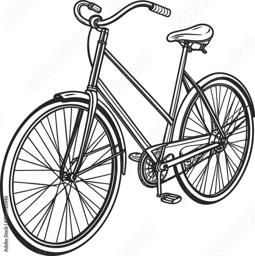 Vintage vector illustration of an old bicycle for sport and transportation with a classic silhouette style