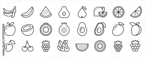 Fresh and healthy fruit icons for your next design project create a vibrant and modern feel with this delightful set of summer fruits