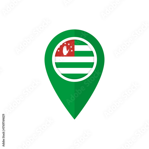 Map marker or pointer with Abkhaz flag. Location pin icon with flag of Abkhazia