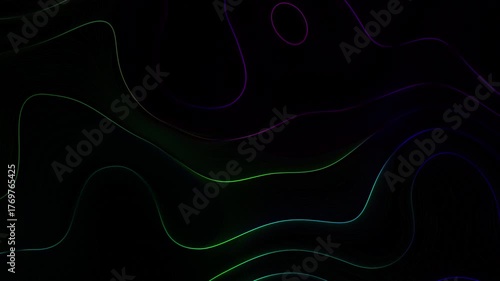 Dark Abstract With Green and Purple Neon Waves background