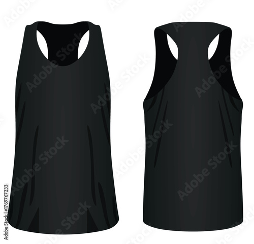 Black sleeveless t shirt. vector illustration	