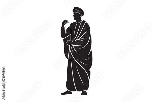 Silhouette of a person in traditional african attire