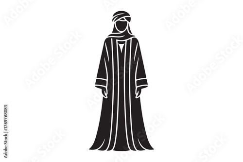 Elegant silhouette of a woman in traditional abaya