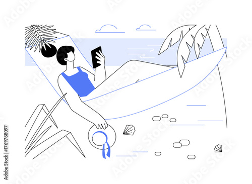 Beach relax isolated cartoon vector illustrations.
